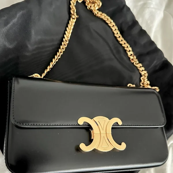 Sac porté épaule Céline chaîne Claude en brillant cuir de veau — réplique