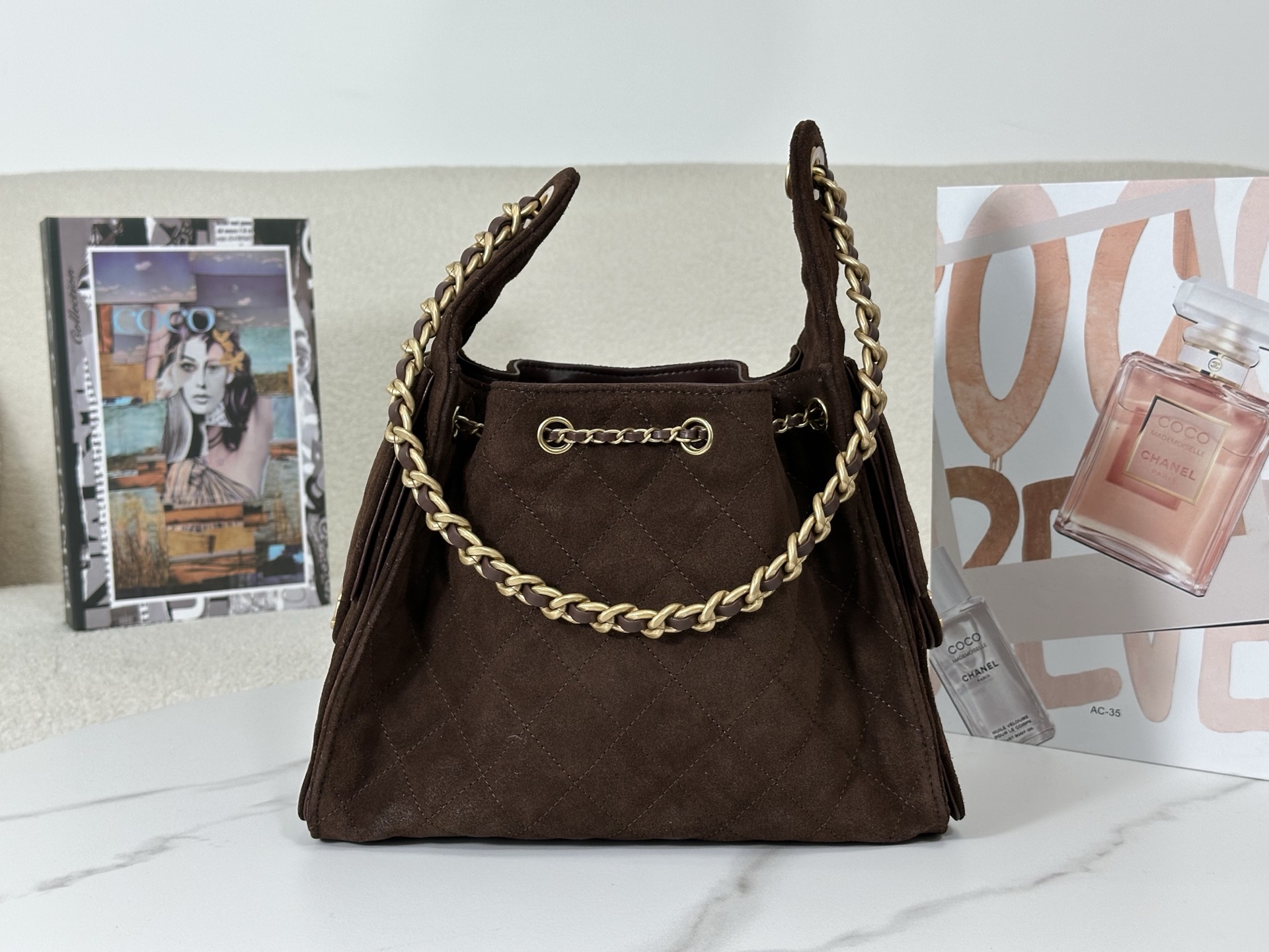 Chanel 25 petit format sac daim marron — réplique – Image 8